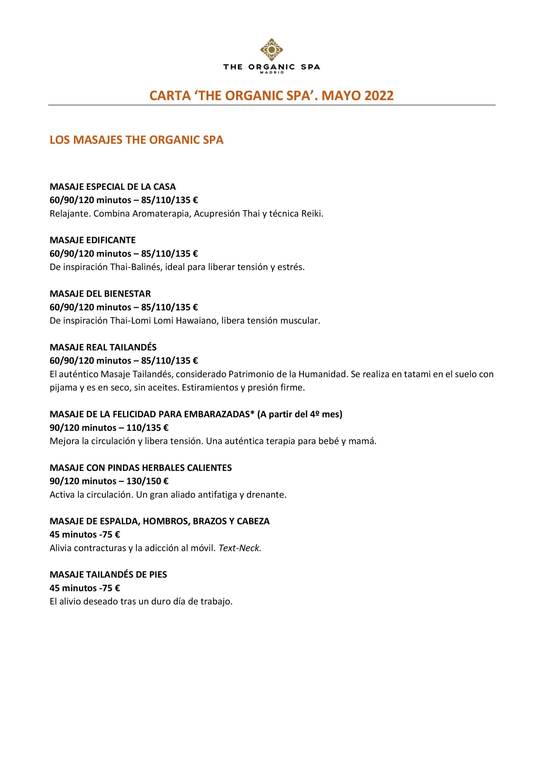 Spa masajes precios deals